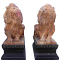 Hot sale large outdoor red marble carved lion statues for sale